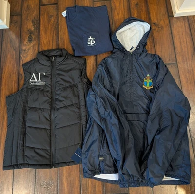 Lot of Delta Gamma Sorority Jacket Vest T-shirt XL Greek Collegiate - Image 1 of 4
