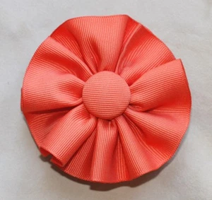 Clay Round Hair Bow on a 3" bow clip barrette new, handmade in the USA - Picture 1 of 3