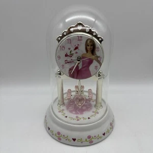 Barbie Jubiläumsuhr rosa Edelsteine Glaskuppel 10 Zoll - Bild 1 von 8