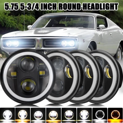 4 piezas para Dodge Charger 1967-1974 4x 5,75" faros LED lámpara DRL alta-baja Foto 1 de 4