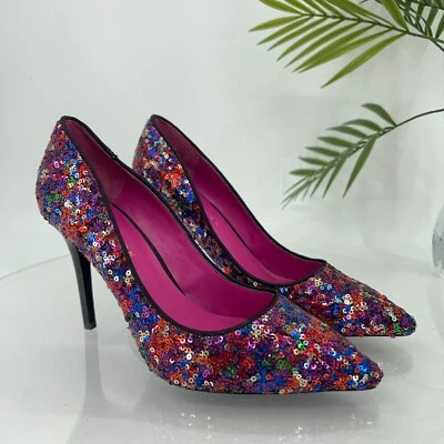 Zapatos de salón Trina Turk de lentejuelas para mujer talla 6,5 tacón de aguja cerrado punta puntiaguda Foto 1 de 4