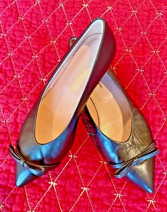 Brooks Brothers Brown Leather Ballet Flat w/Bow detail + Box US Size 7.5 - Picture 1 of 10