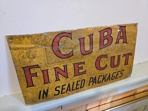 Antique Vintage Cuba Fine Cut Advertising Sign (Possibly cut down store display) - Picture 1 of 13