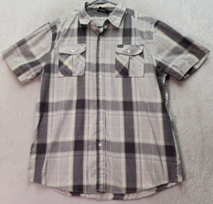 Zoo York Shirt Men Large Gray Plaid Cotton Pockets Short Sleeve Button Down Logo - Picture 1 of 8