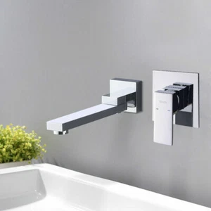 Bathroom Wall Mount 2 PCS Bath Tub waterfall Spout Faucet Mixer 1 Handle Tap - Picture 1 of 8