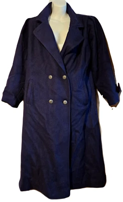 JOFELD Navy Wool Coat Long Size L XL Double Breasted Vintage - Image 1 of 4