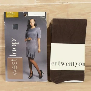 Hosiery: Forever 21 Brown Tights & West Loop Off Black Full Toe Tights - Picture 1 of 5