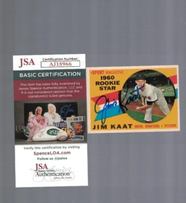 Jim Kaat Washington Senators Signed 1960 Topps Rookie Card JSA - Image 1 of 2