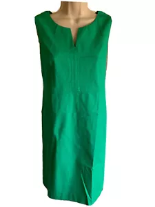 NEW Talbots Petite Green comfort shift dress all cotton career travel brunch 4 - Picture 1 of 7