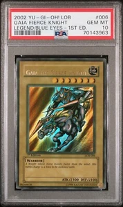 Yugioh Gaia the Fierce Knight 1st Ed LOB Wavy Faded LOWERED NAME PSA 10 GEM MINT - Foto 1 di 2