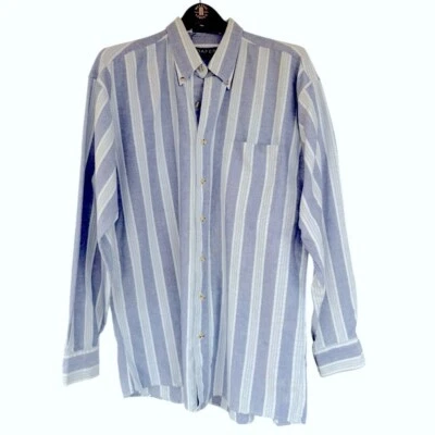 Camisa Mocasines Informales Reed & James con Botones Azul y Blanco a Rayas Talla Grande Foto 1 de 4