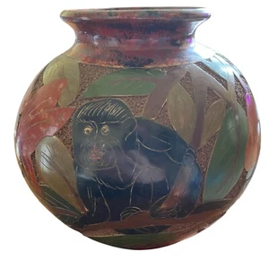 Costa Rican Regenwald Motto Vase Pflanztopf groß Affe Vögel Blumen Irma Ro - Bild 1 von 13