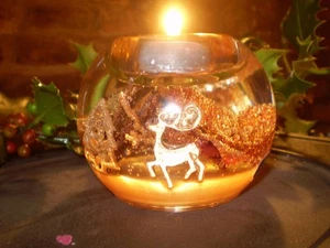 ALEMANAS NAVIDAD HOJAS ESMERILADAS CRISTAL VIDRIO TÉ-LITE, SOPORTE LIGERO. - Imagen 1 de 2
