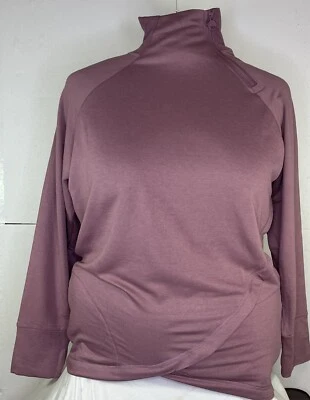 Blusa Jones New York Sport manga longa gola simulada 3X bolsos furos de polegar malva nova sem etiquetas - Imagem 1 de 4