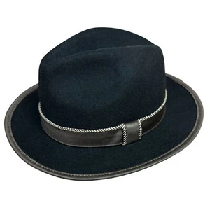 Mens 100% Lane Wool Fedora Hat in Black Size Large - Picture 1 of 5