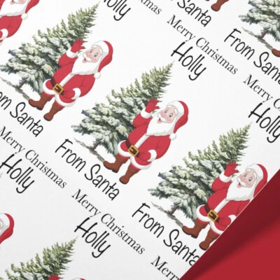 GIFT WRAP 4U Personalised Santa and Christmas Tree Wrapping Paper
