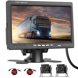 2x Rückfahrkamera mit 7 Zoll Monitor Rückfahrsystem for LKW Bus Funk 12-24V DE - Bild 1 von 24