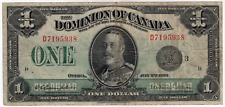 1923 Dominion of Canada $1 Dollar Note - Campbell/Sellar - D7195938 - Fine