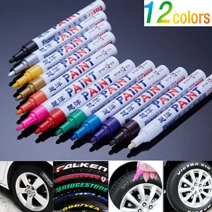 12PCs Waterproof Permanent Paint Marker Pen Car Tyre Tire Tread Rubber Metal kit - Picture 1 of 12