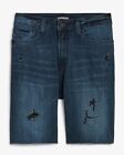 New Express Men's 9" Hyper Stretch Dark Wash Slim Jeans Shorts Size 30