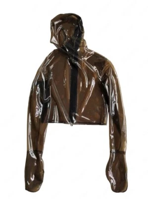 Catsuit de goma látex tops con máscara transparente negro cremallera trasera Foto 1 de 4