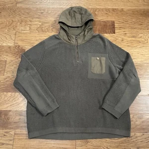 Carbon 2 Cobalt Pullover Herren XXL grün braun Quarter Zip Henley Kapuze Tasche - Bild 1 von 5
