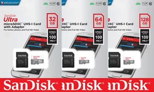 SanDisk Ultra microSDXC SDSQUNR 32GB, 64GB 100MB/s UHS-I Memoria Coche con Adaptador - Imagen 1 de 19