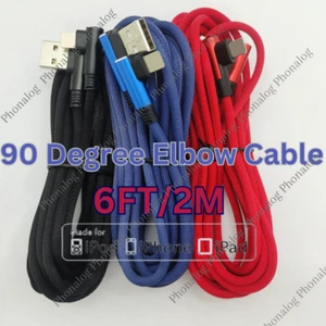 Paquete de 3 cables de carga USB codo de 90 grados 6 pies para iPhone 14 13 12 11 cable de carga - Imagen 1 de 10