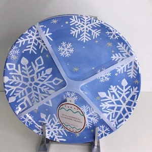 4 Melamin Speiseteller Sugarplum Dreams BLAUE SCHNEEFLOCKE 10,75" NEU - Bild 1 von 5