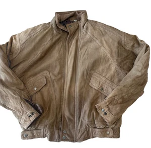 Vintage Roundtree And Yorke Genuine,  Leather Jacket Mens Large Brown Bomber - Picture 1 of 9