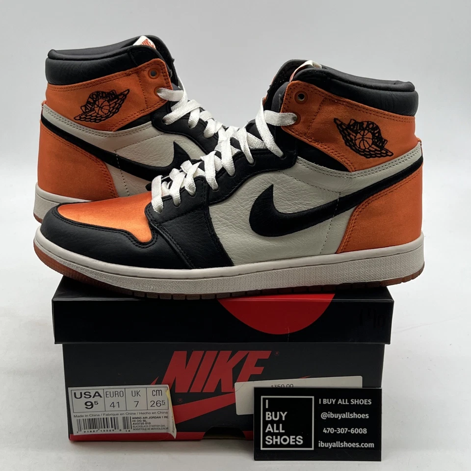 Talla 9.5 - Air Jordan 1 Retro OG Alto Satinado Roto Tablero Trasero W (AV3725-010) Foto 1 de 4