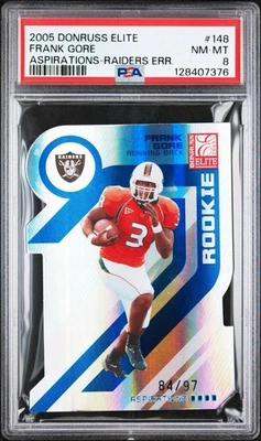 Donruss Elite Frank Gore 2005 radiocontrol Aspirations Raiders error #/97 *PSA casi nuevo-como nuevo 8 Foto 1 de 2