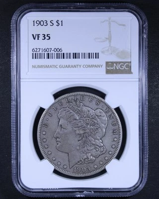 1903-S Morgan Silver Dollar - $1 NGC VF35 - Original Surfaces! - Image 1 of 4