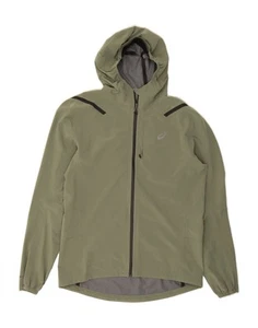 ASICS Mens Hooded Rain Jacket UK 38 Medium Green Polyester CM05 - Picture 1 of 3