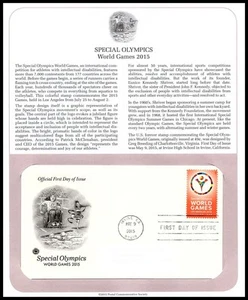 2015 Special Olympics Sc 4986 FDC PCS los angeles games unity athletic inclusion - Picture 1 of 1