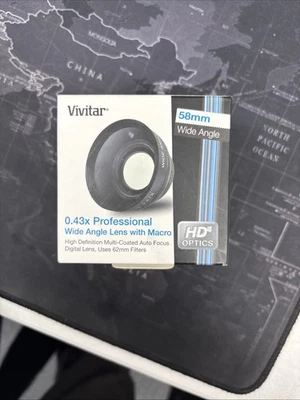 NEW Vivitar 58mm Wide Angle Lens w/ Macro VIV-58W 0.43x Professional Sealed - Image 1 of 4