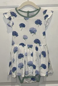 Kyte Baby Bodysuit Twirl Dress In Hydrangea Floral Print Girls 4T 4 Bamboo - Picture 1 of 6