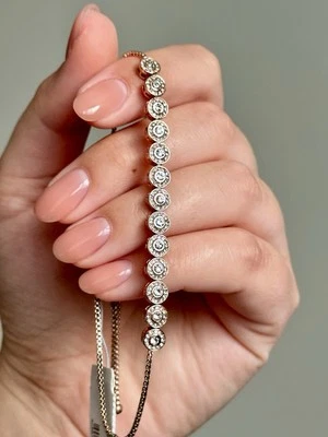 🆕 Pulsera Deslizante Ajustable Tono Oro Rosa con Cristales Redondos Transparentes Foto 1 de 3