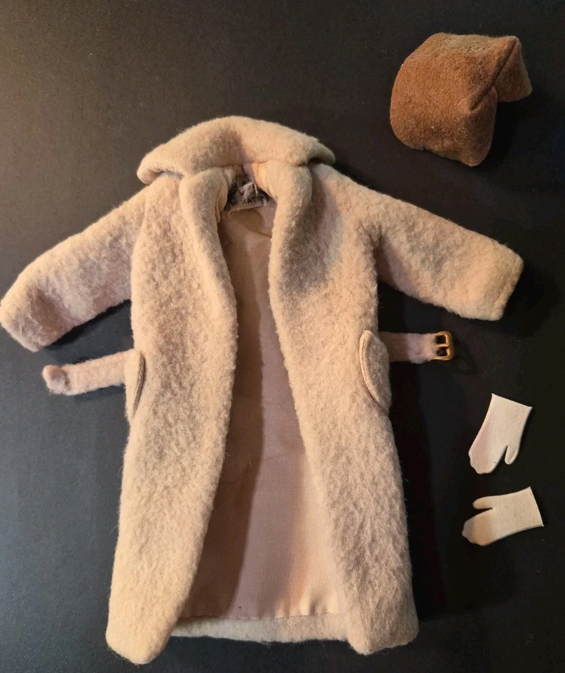Винтажная одежда Barbie персиковое флисовое пальто #915 шляпа и перчатки - Изображение 1 из 4
