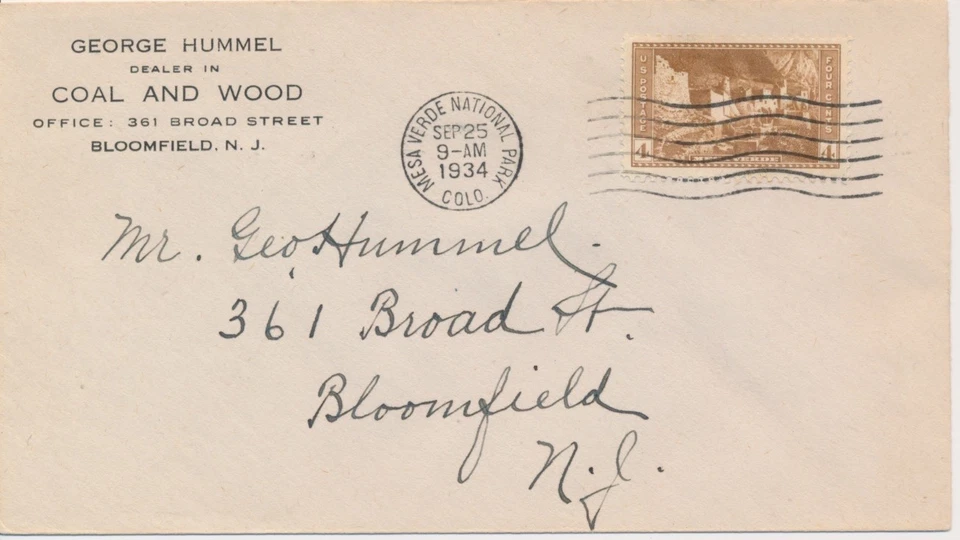 #743 Mesa Verde National Park George Hummel Coal & Wood corner First Day cover - Image 1 of 1