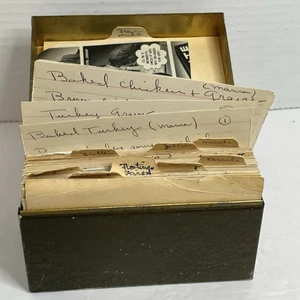 Recipe Metal Box Full Handwritten Cards 1950s–90s Home Cooking Ephemera Vintage - Picture 1 of 6