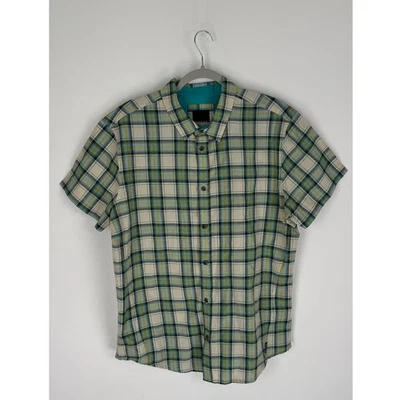 Prana Graden Short Sleeve Recycled Materials Button Up Shirt Stone Mens Large - Image 1 of 4