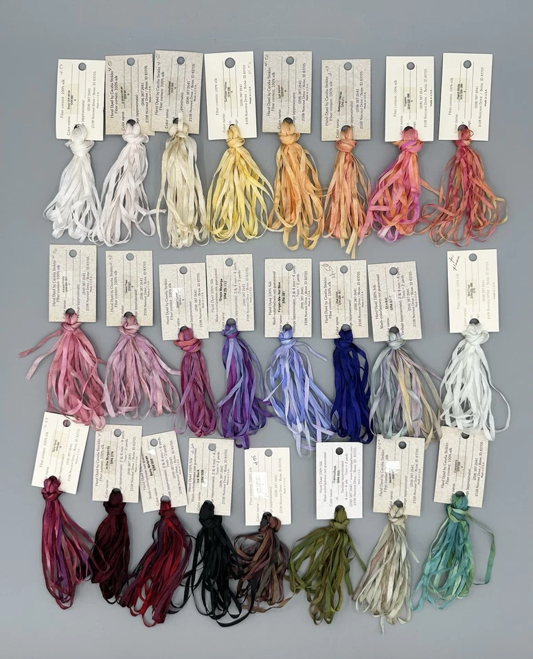 Lot of 24 Thread Gatherer Silken Ribbons Assorted Colors Needlepoint Fibers New - Image 1 of 4
