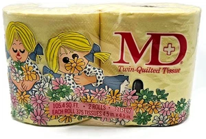 Vintage MD Toilet Paper Yellow Twin Quilted Bathroom Tissue 2 Rolls 2 Ply NEW - Picture 1 of 14