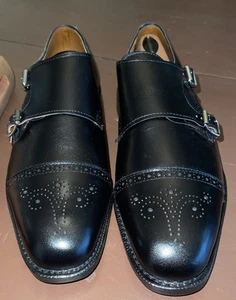Allen Edmonds "ST. JOHN'S" Mocasines Doble Correa Monje 9 Negro EE. UU. (2924) Nuevo - Imagen 1 de 9