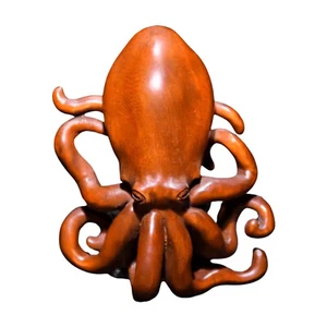 Vintage Wooden Octopus Statue Carving Wood Carved Figure Decor kids Gift Art - Imagen 1 de 11
