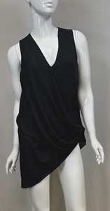 Helmut Lang Women's Draped Front Black Silk Blouse, Size M - Picture 1 of 16