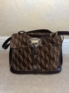 Borsa a tracolla originale Salvatore Ferragamo vintage retrò pelle scamosciata stampa F - Foto 1 di 13