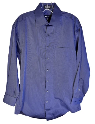 Camisa de vestir para hombre Axcess azul a rayas con botones 15 32/33 con botones sin planchar Foto 1 de 4