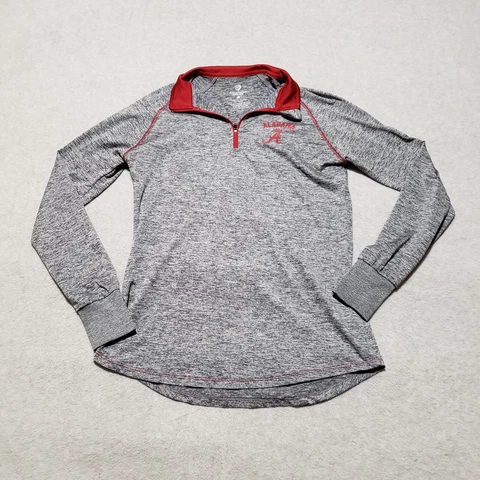 University of Alabama Shirt Adult Large Crimson Tide 1/4 Zup Long Sleeve Grey Cover